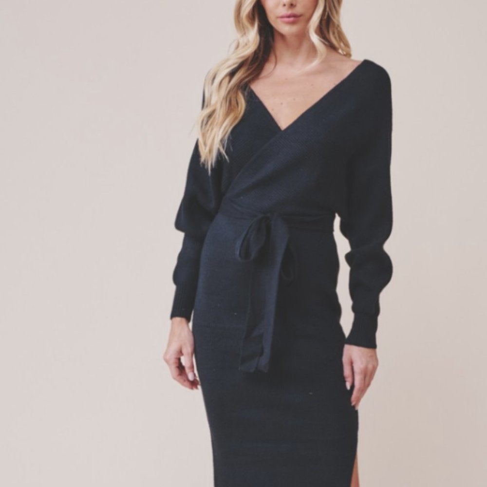NWT Drape Knit Sweater Dress - Picture 2 of 13